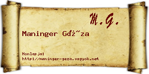 Maninger Géza névjegykártya