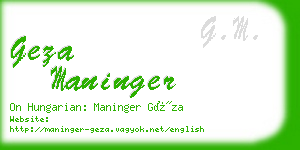 geza maninger business card